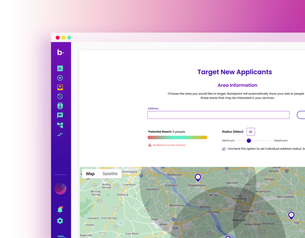 Boostpoint dashboard showing a modern recruiting campaign